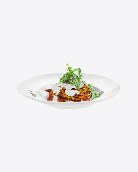 Pumpkin Pancakes w/ Sour Cream & Arugula