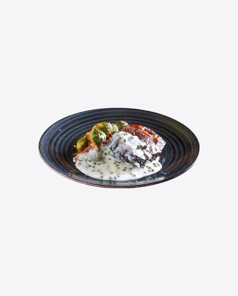 Roasted Meat w/ Brussels Sprout & Cream Sauce