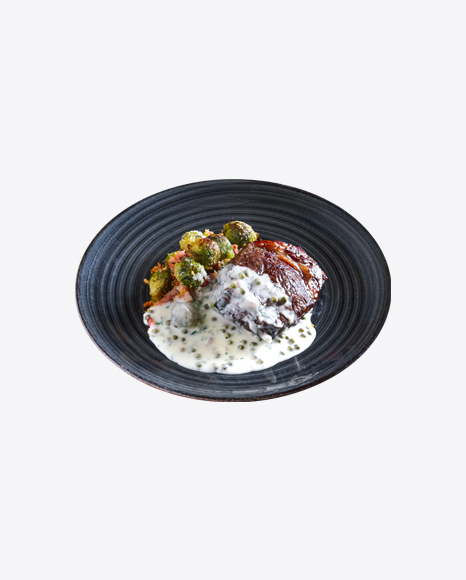 Roasted Meat w/ Brussels Sprout & Cream Sauce