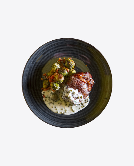 Roasted Meat w/ Brussels Sprout & Cream Sauce