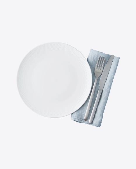 White Plate w/ Tableware Set PNG