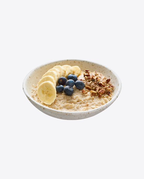 Porridge w/ Granola, Blueberries & Banana Slices PNG