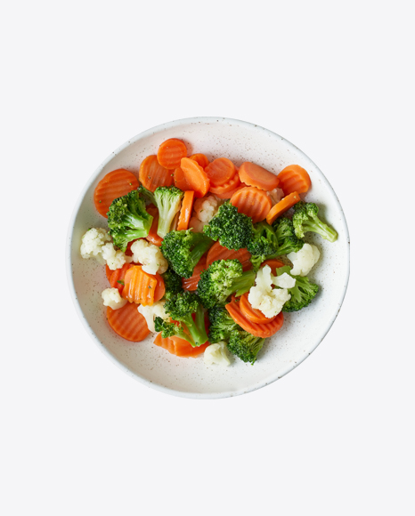 Steamed Carrot Slices w/ Broccoli & Cauliflower PNG