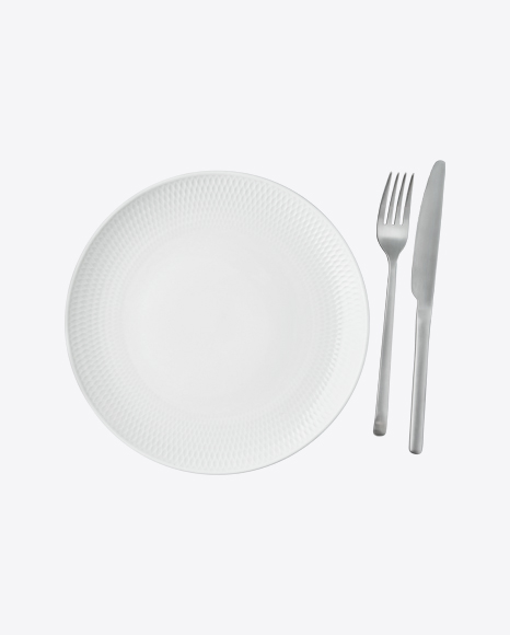 White Ceramic Plate w/ Tableware Set