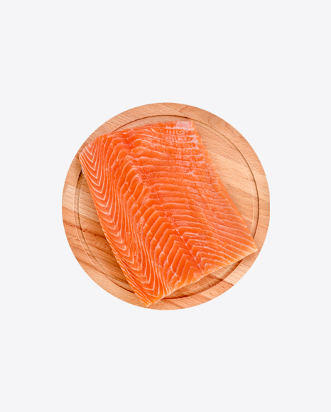 Salmon Fillet on Wooden Board