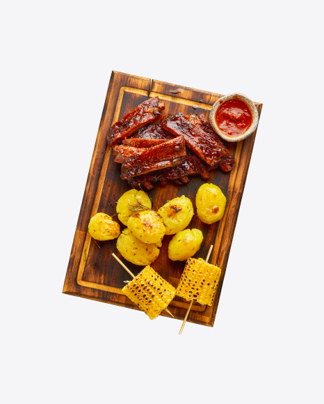 BBQ Ribs w/ Potatoes & Corn Slices