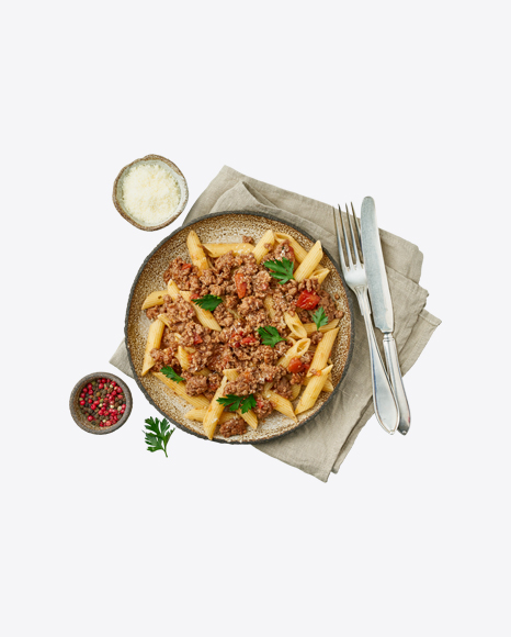 Bolognese Pasta w/ Cheese & Spices