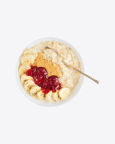Porridge w/ Jam, Banana Slices & Peanut Butter