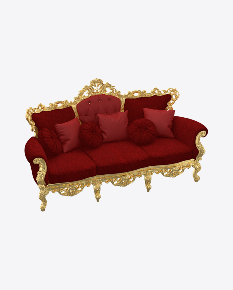 Baroque Sofa with Pillows PNG