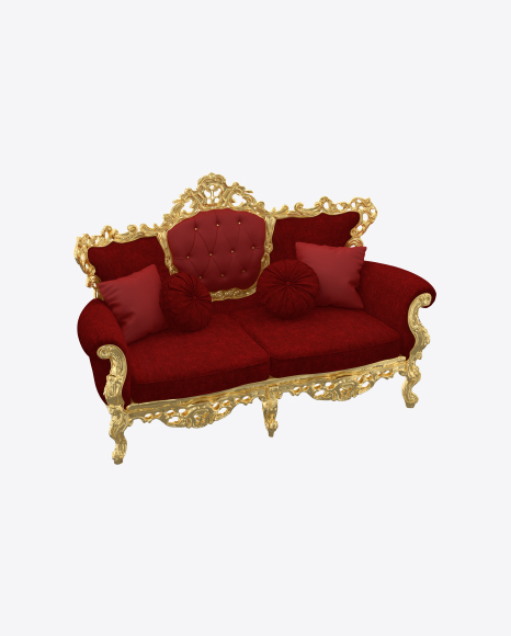 Baroque Sofa with Pillows PNG