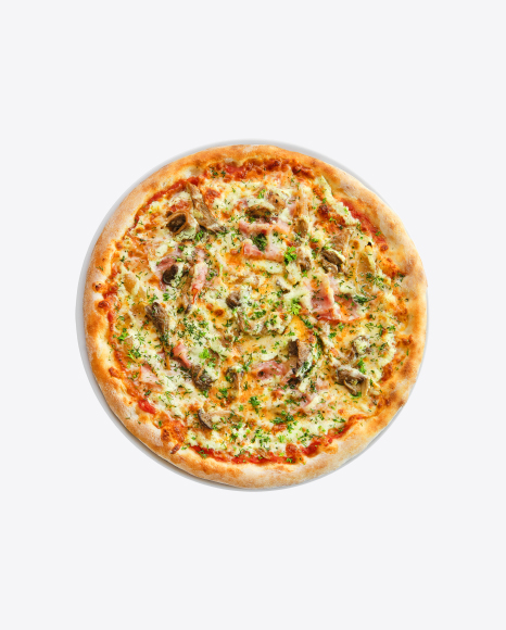 Pizza w/ Mushrooms, Bacon & Greens