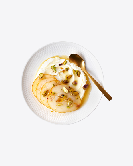 Baked Pear Slices w/ Cream & Nuts