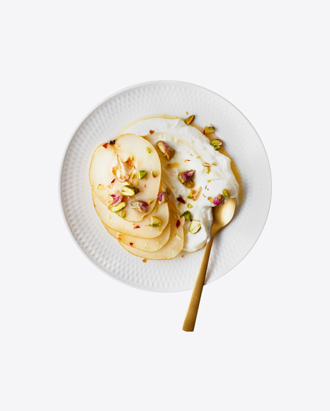 Baked Pear Slices w/ Cream & Nuts