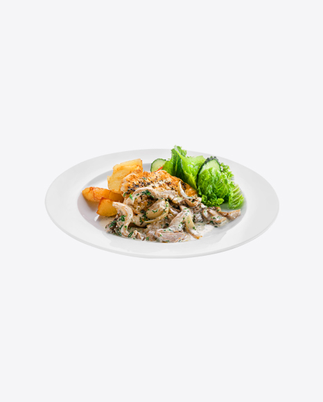 Roasted Chicken w/ Salad, Potato & Mushrooms