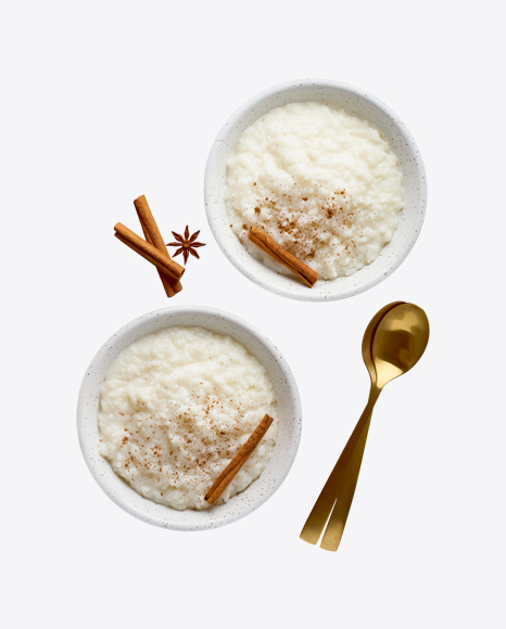 Rice Porridge Bowls w/ Cinnamon & Spoons