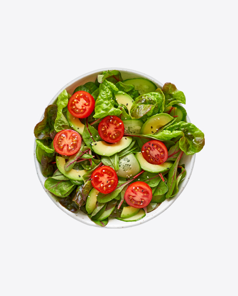 Green Salad w/ Tomatoes, Cucumber & Avocado Slices