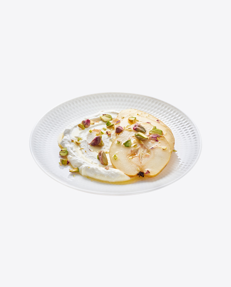 Baked Pear Slices w/ Cream & Nuts