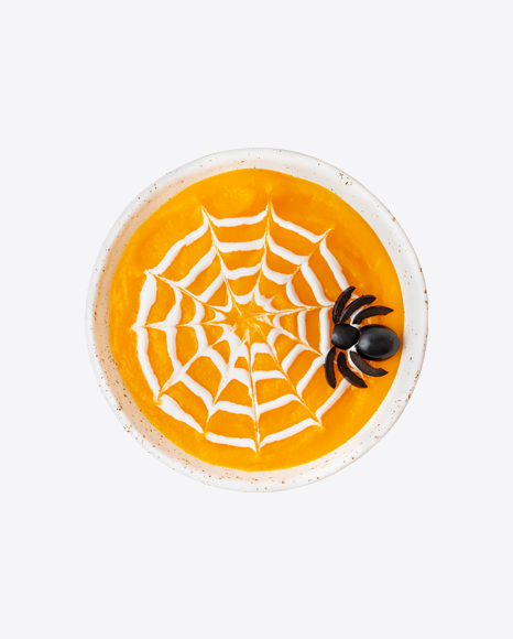 Pumpkin Cream Soup w/ Olive Spider