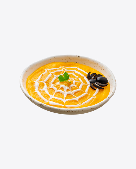 Pumpkin Cream Soup w/ Olive Spider