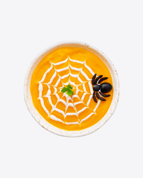 Pumpkin Cream Soup w/ Olive Spider