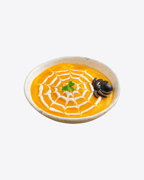 Pumpkin Cream Soup w/ Olive Spider