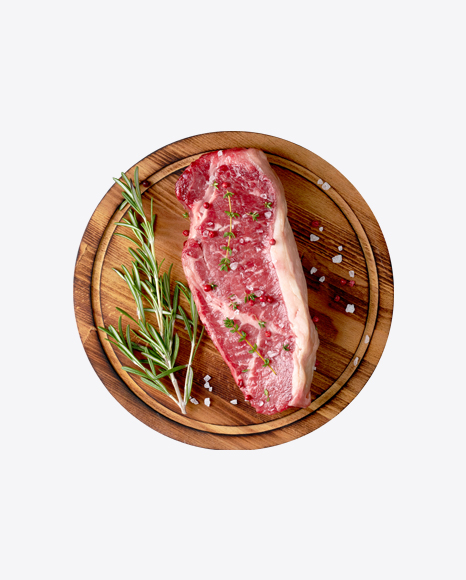 Raw Meat Slice on Wooden Board