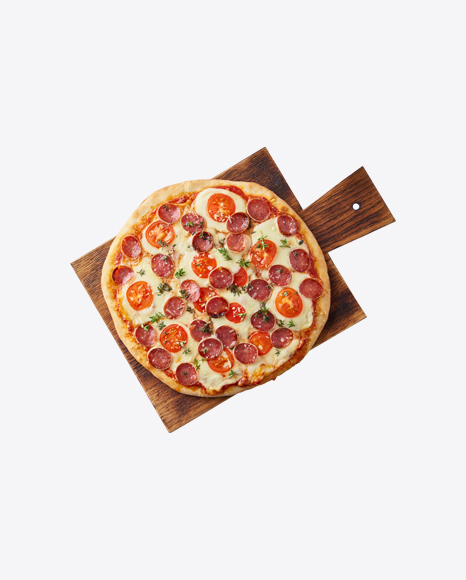 Pepperoni Pizza on Wooden Board