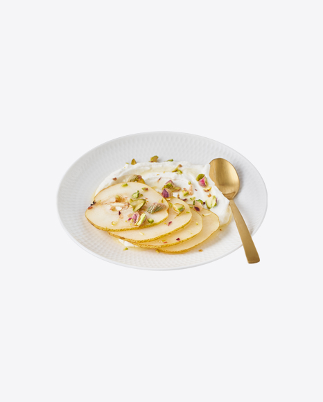 Baked Pear Slices w/ Cream & Nuts