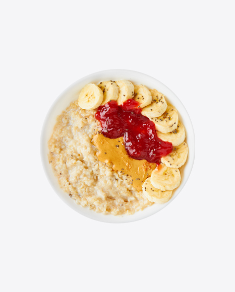 Porridge w/ Banana Slices, Jam & Peanut Butter