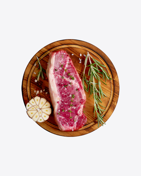 Raw Meat Piece on Wooden Board