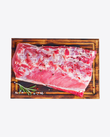 Raw Meat Piece on Wooden Board
