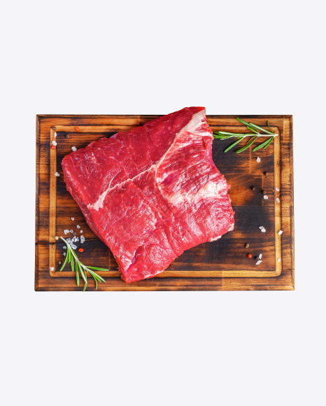 Raw Meat Piece on Wooden Board