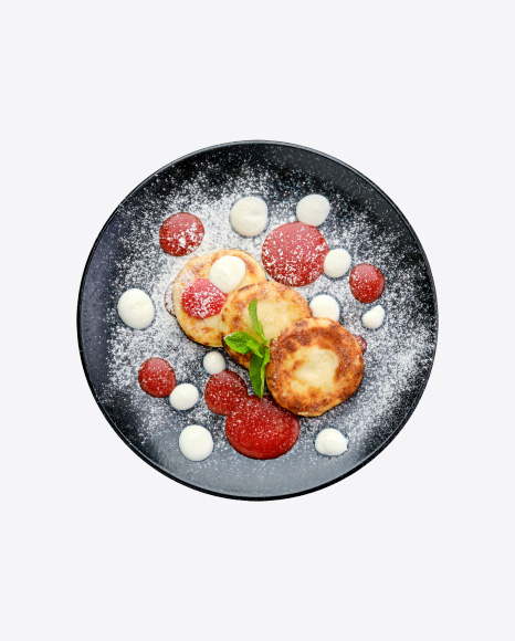 Sweet Curd Patties w/ Sour Cream & Strawberry Jam