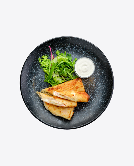 Thin Crepe Stuffed w/ Melted Cheese & Ham