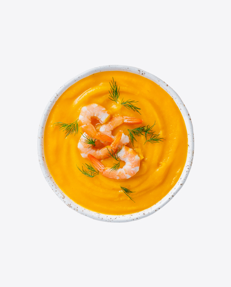 Pumpkin Cream Soup w/ Shrimps