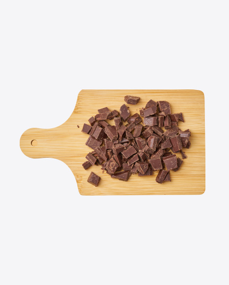 Chopped Chocolate on Wooden Board