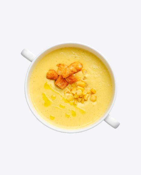 Mashed Corn Soup Puree w/ Croutons