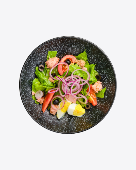 Salad w/ Lettuce, Salmon, Tomato, Boiled Egg & Onion
