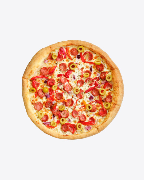 Download Small Size Pizza w/ Thin Sausage, Bell Pepper & Olives ...