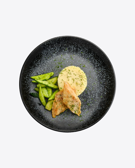 Fried Zander Fillet w/ Mashed Potato & Pickled Cucumber