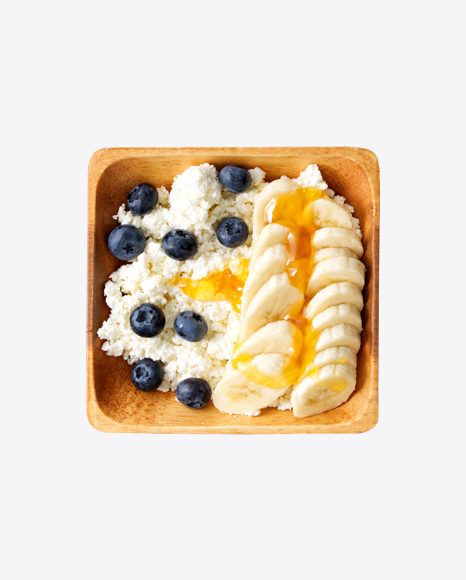 Cottage Cheese w/ Banana Slices & Blueberries