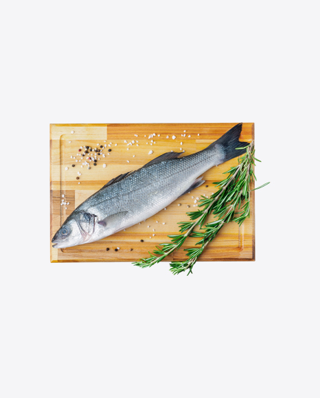 Raw Fish on Wooden Board w/ Spices