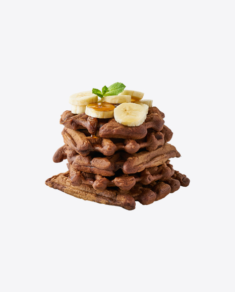 Chocolate Waffles w/ Banana Slices