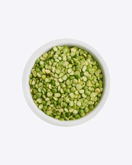 Dried Green Peas in Wooden Bowl