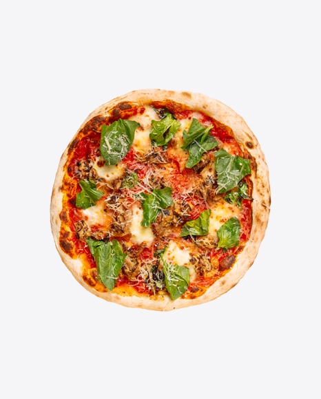 Pizza with Meat and Spinach