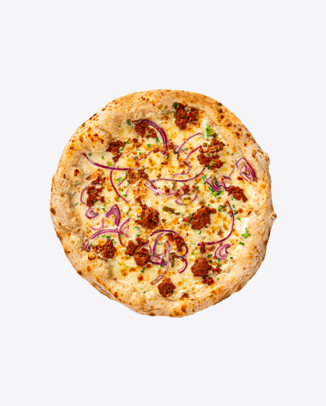 Meatball Pizza with Red Onion