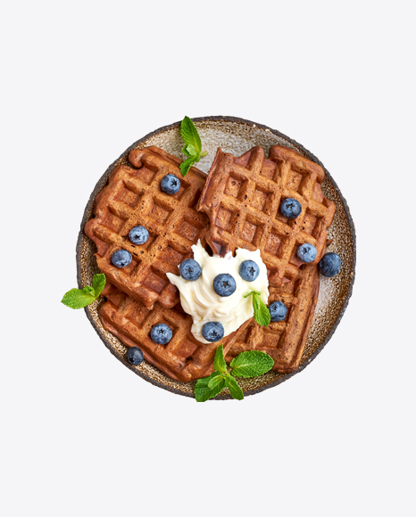 Chocolate Waffles w/ Cream & Berries PNG