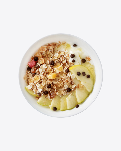 Yoghurt w/ Granola & Apple Slices PNG