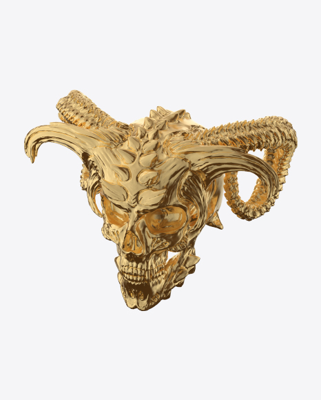 Golden Demon Skull PNG