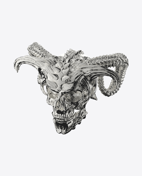 Silver Demon Skull PNG